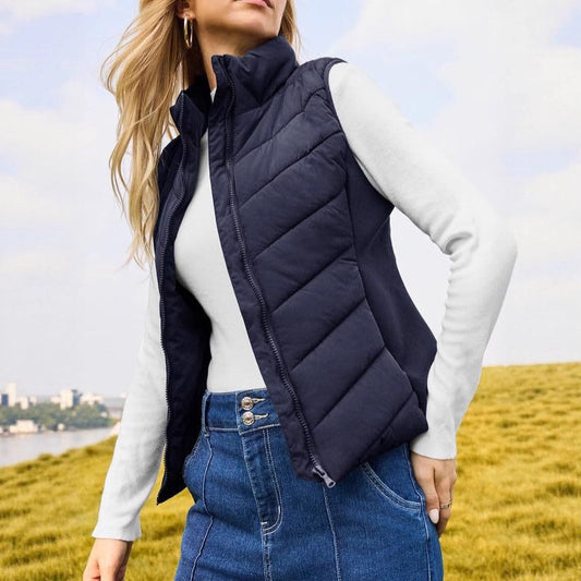 Simple Stand Collar Women's Thick Thermal Quilted Vest