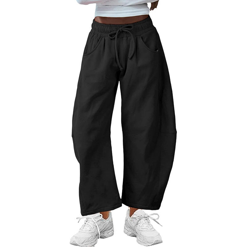 Fashion Loose Sports Drawstring Pocket Cropped Sweatpants