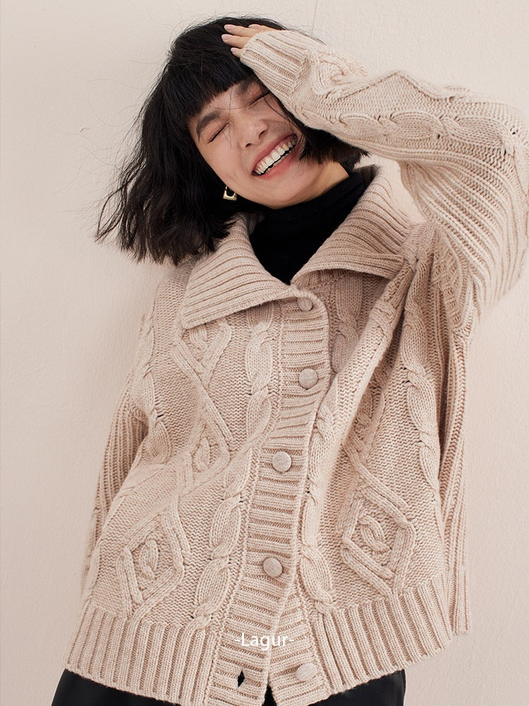 Heavy Industry Sweater Thickening Cardigan Idle Style Soft Glutinous Coat