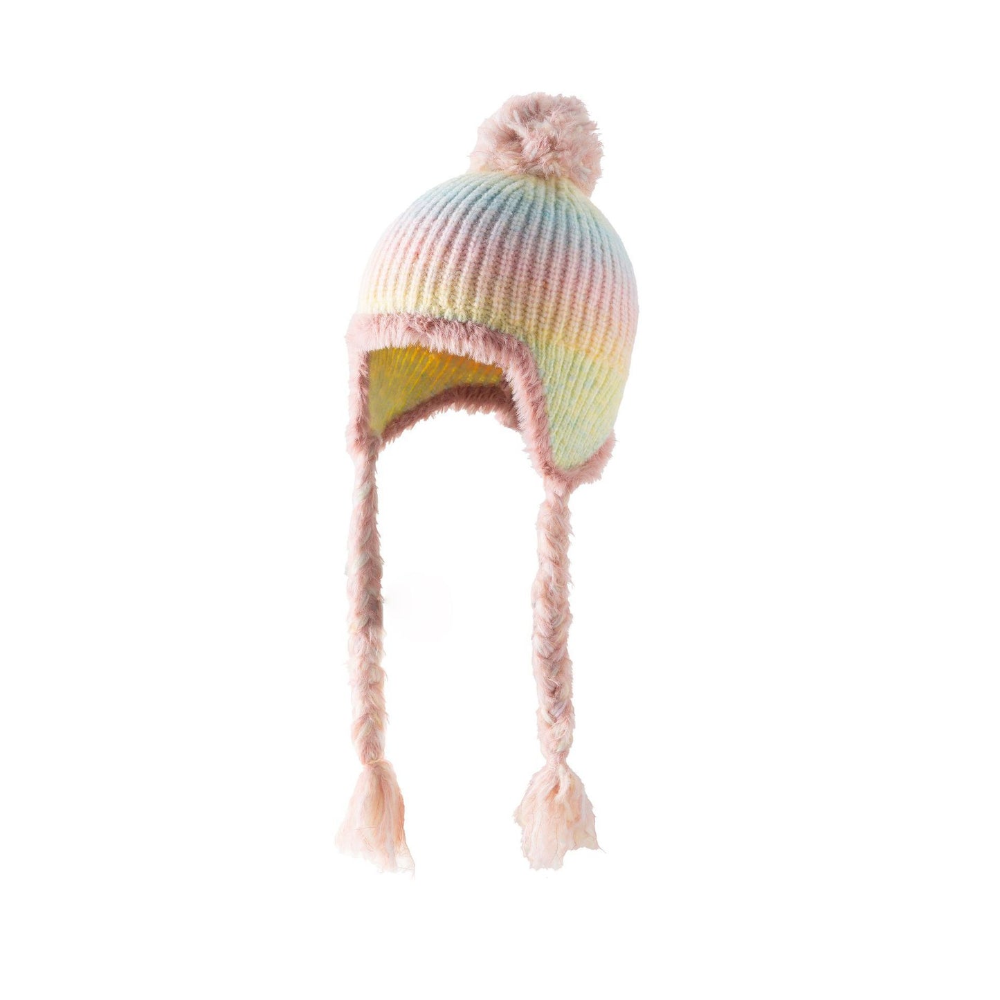 New Style With Fur Ball Thickened Woolen Cap Korean Style Earflaps Slipover Knitted Hat