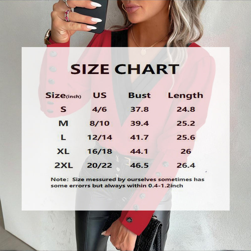 Women's V-Neck Contrast Trim Long Sleeve Blouse With Button Cuff Detail - Casual Comfort Top For Spring&Fall