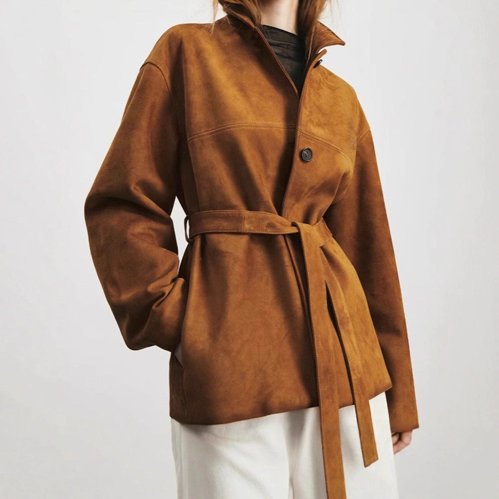 French Elegant Retro Peter Pan Collar Belt Mid-length Cashmere Coat