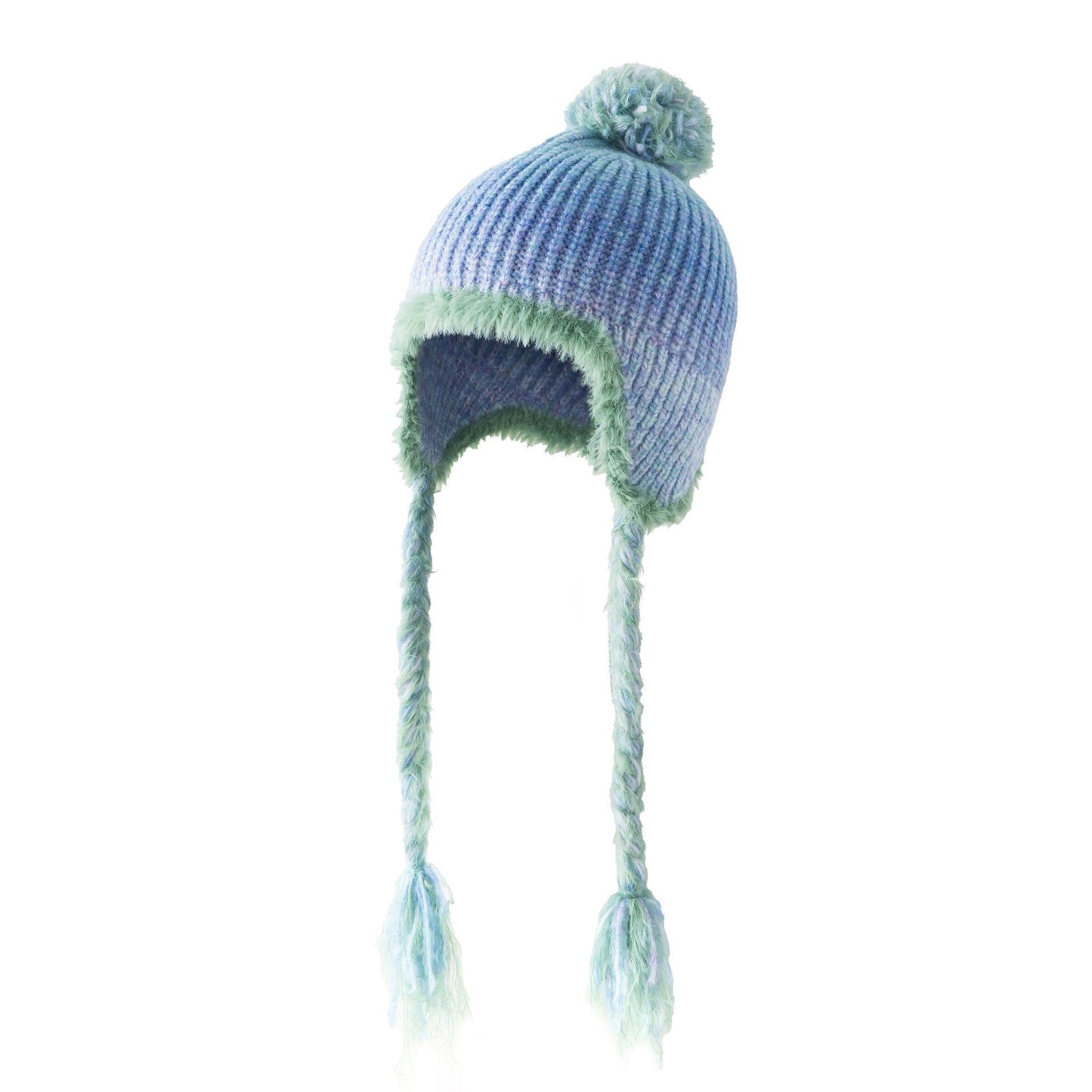 New Style With Fur Ball Thickened Woolen Cap Korean Style Earflaps Slipover Knitted Hat