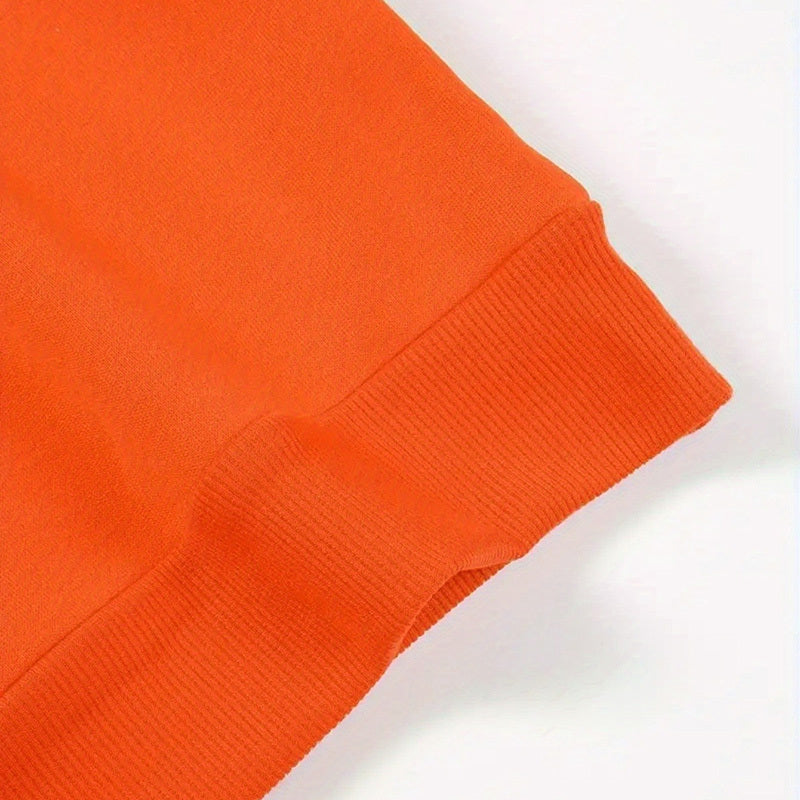 Women's Solid Color Casual Pullover Sweatshirt - Minimalist Round Neck Long Sleeve Top For Spring&Fall