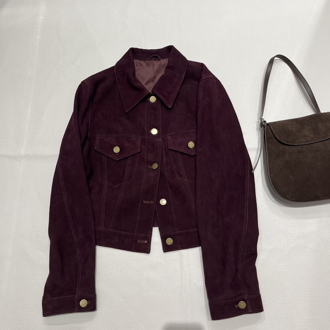 Short Box Retro Leather Coat