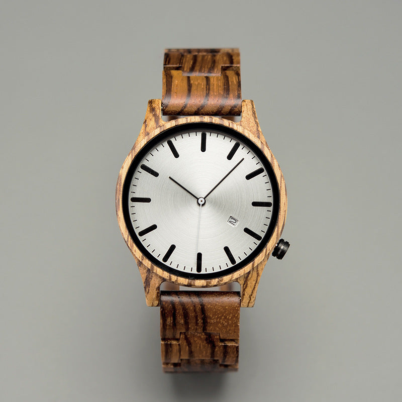 Wood Quartz Pointer Watch Men