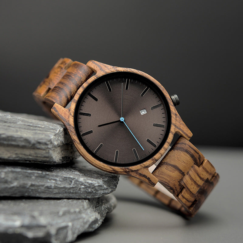 Wood Quartz Pointer Watch Men