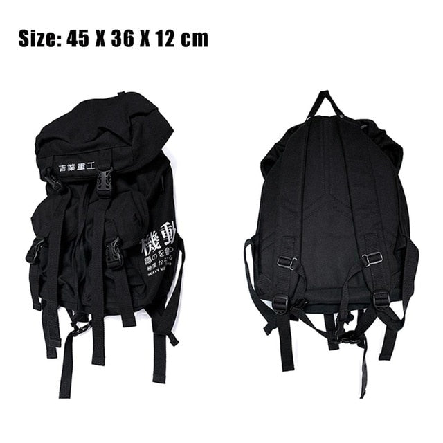 DARK Hip Hop Men's Backpacks Women Hasp Vintage Ribbon Korean Canvas Streetwear Harajuku Backpacks School Bags
