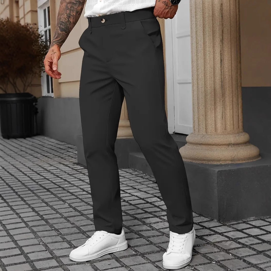 Men's Solid Color Business Trousers Casual Versatile Trousers