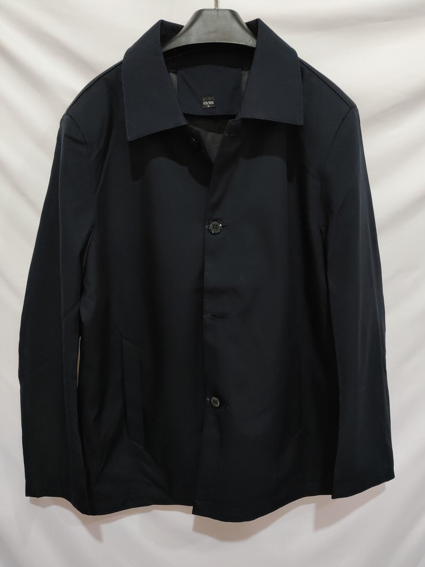 Fall Winter Men Polo Collar Solid Color Business Jacket Short Button Lightweight Coat