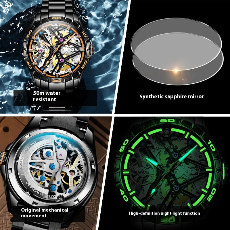 Sports Automatic Men's Mechanical Hollow Waterproof Watch