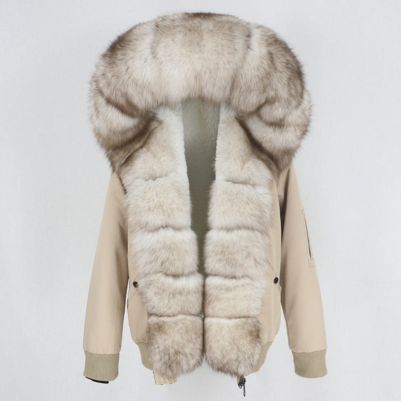 New Parka Thick Raccoon Fur Liner Detachable Jacket