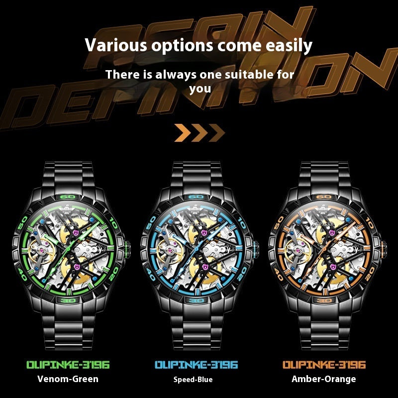 Sports Automatic Men's Mechanical Hollow Waterproof Watch