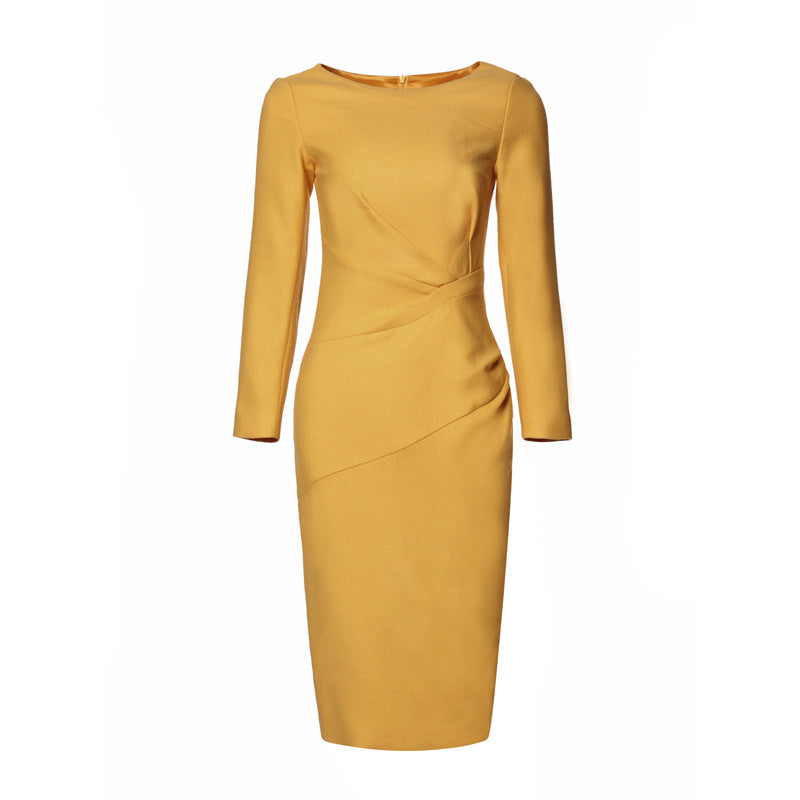 Business Dress French Business Waist Yellow