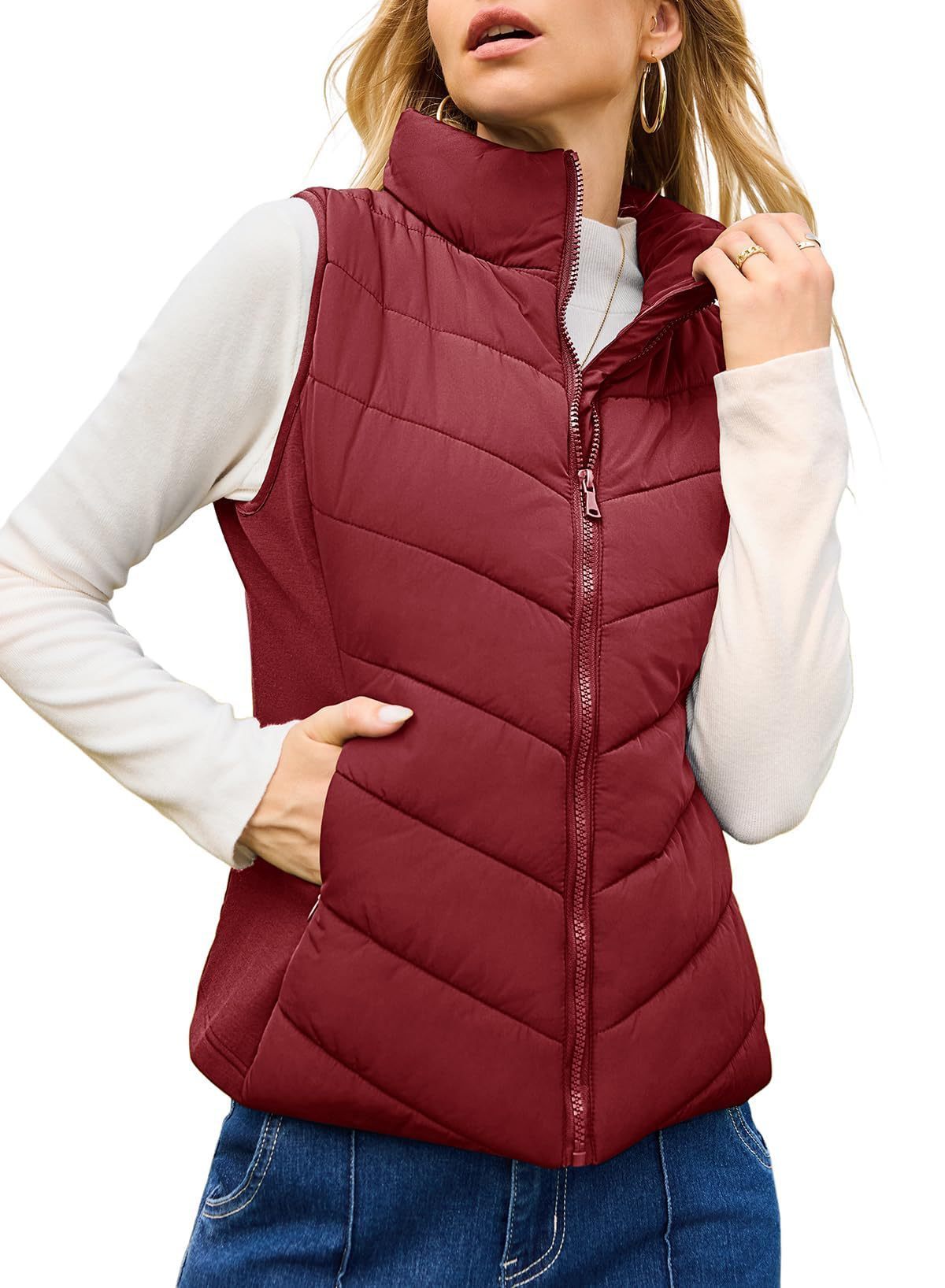 Simple Stand Collar Women's Thick Thermal Quilted Vest