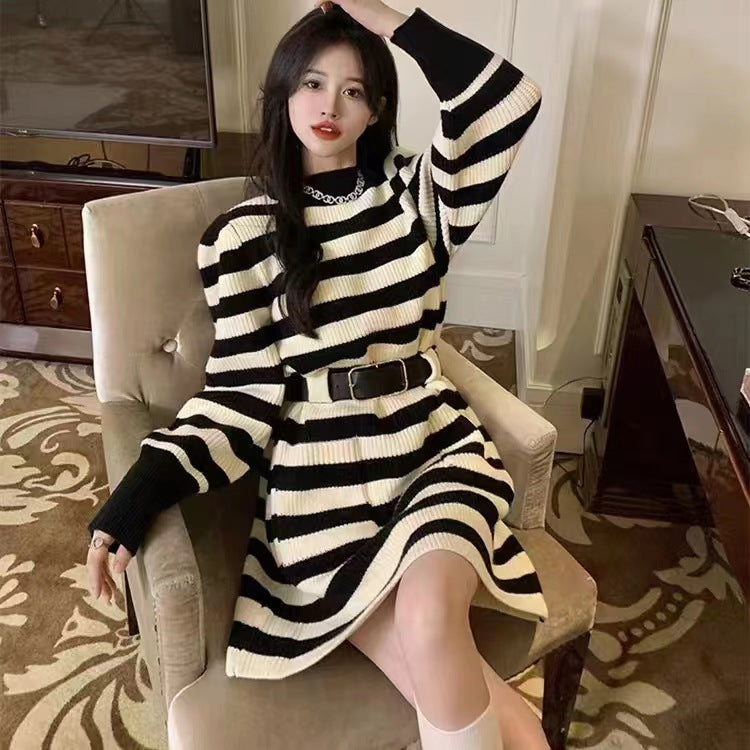 Long Sleeve Loose Knitted Base Dress Women
