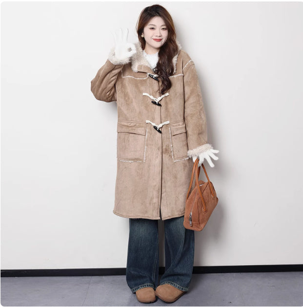 Maillard Short And Long Suede Faux Fur Plush Coat