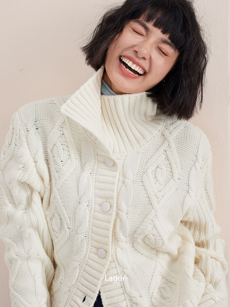 Heavy Industry Sweater Thickening Cardigan Idle Style Soft Glutinous Coat