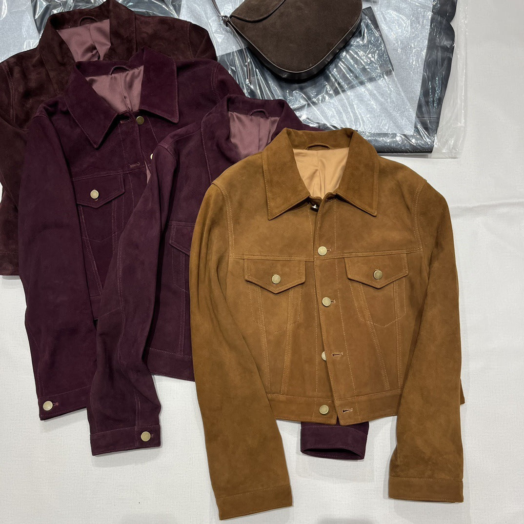 Short Box Retro Leather Coat