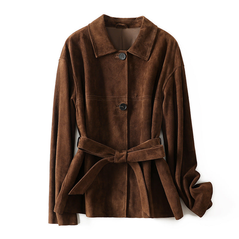 French Elegant Retro Peter Pan Collar Belt Mid-length Cashmere Coat