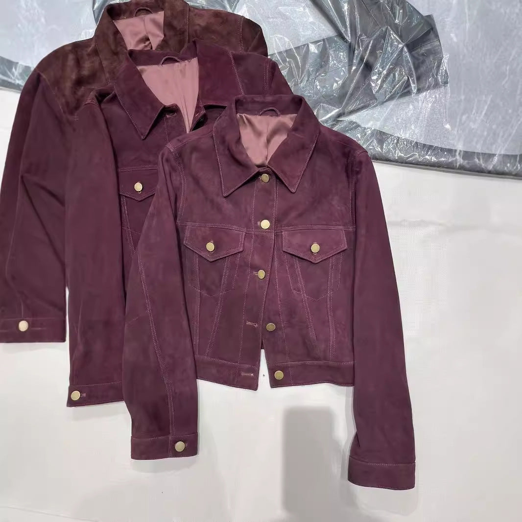 Short Box Retro Leather Coat