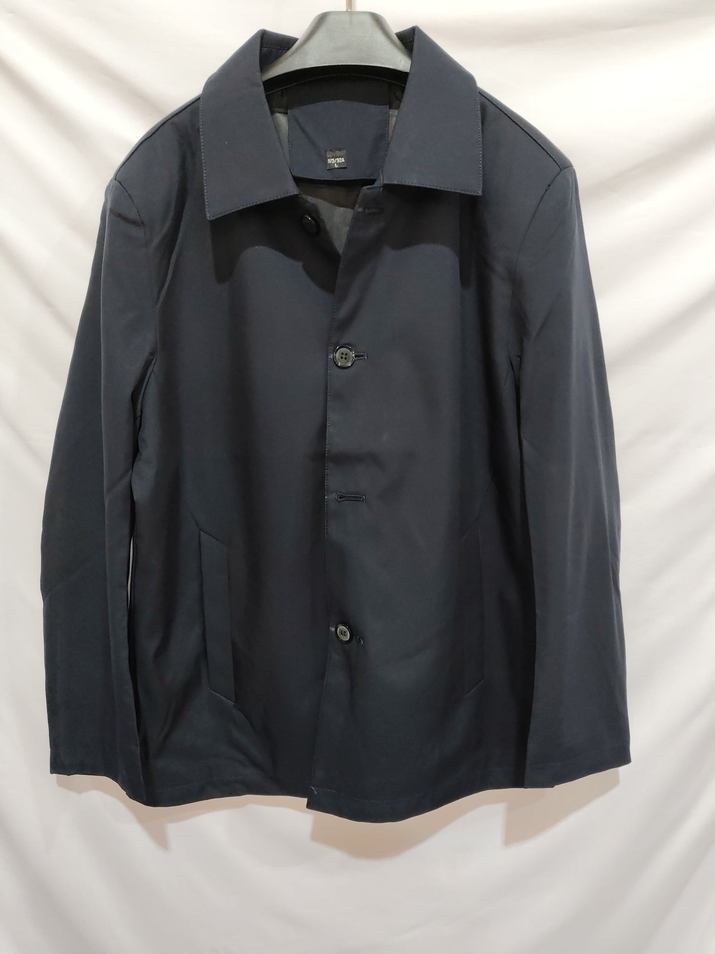 Fall Winter Men Polo Collar Solid Color Business Jacket Short Button Lightweight Coat