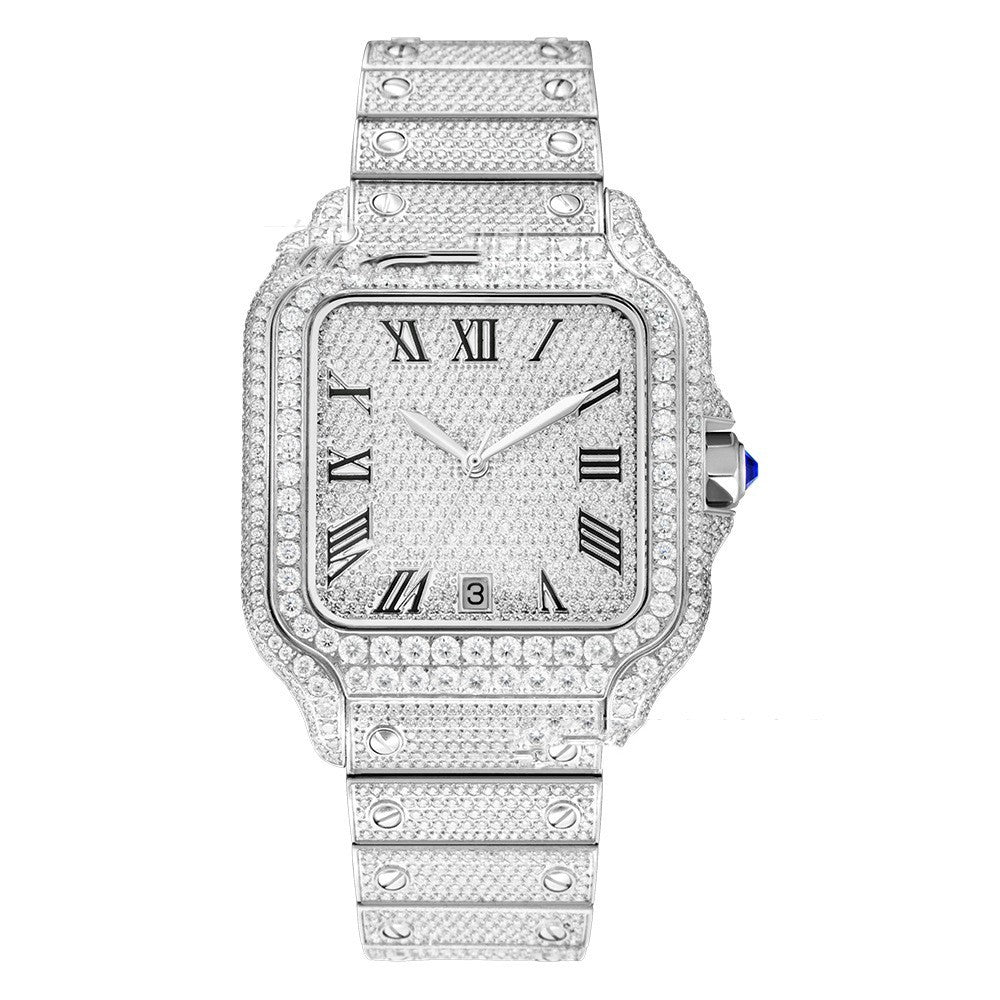 Clarity Moissanite Watch Men's Stainless Steel