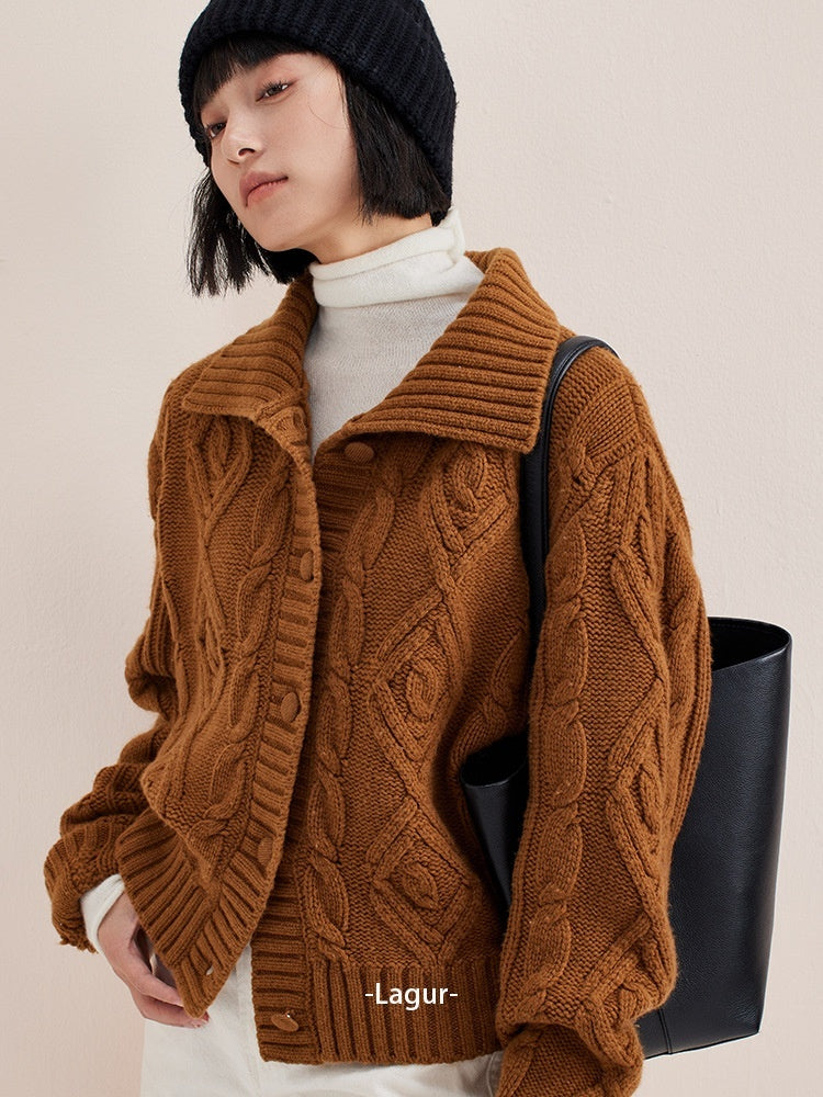 Heavy Industry Sweater Thickening Cardigan Idle Style Soft Glutinous Coat
