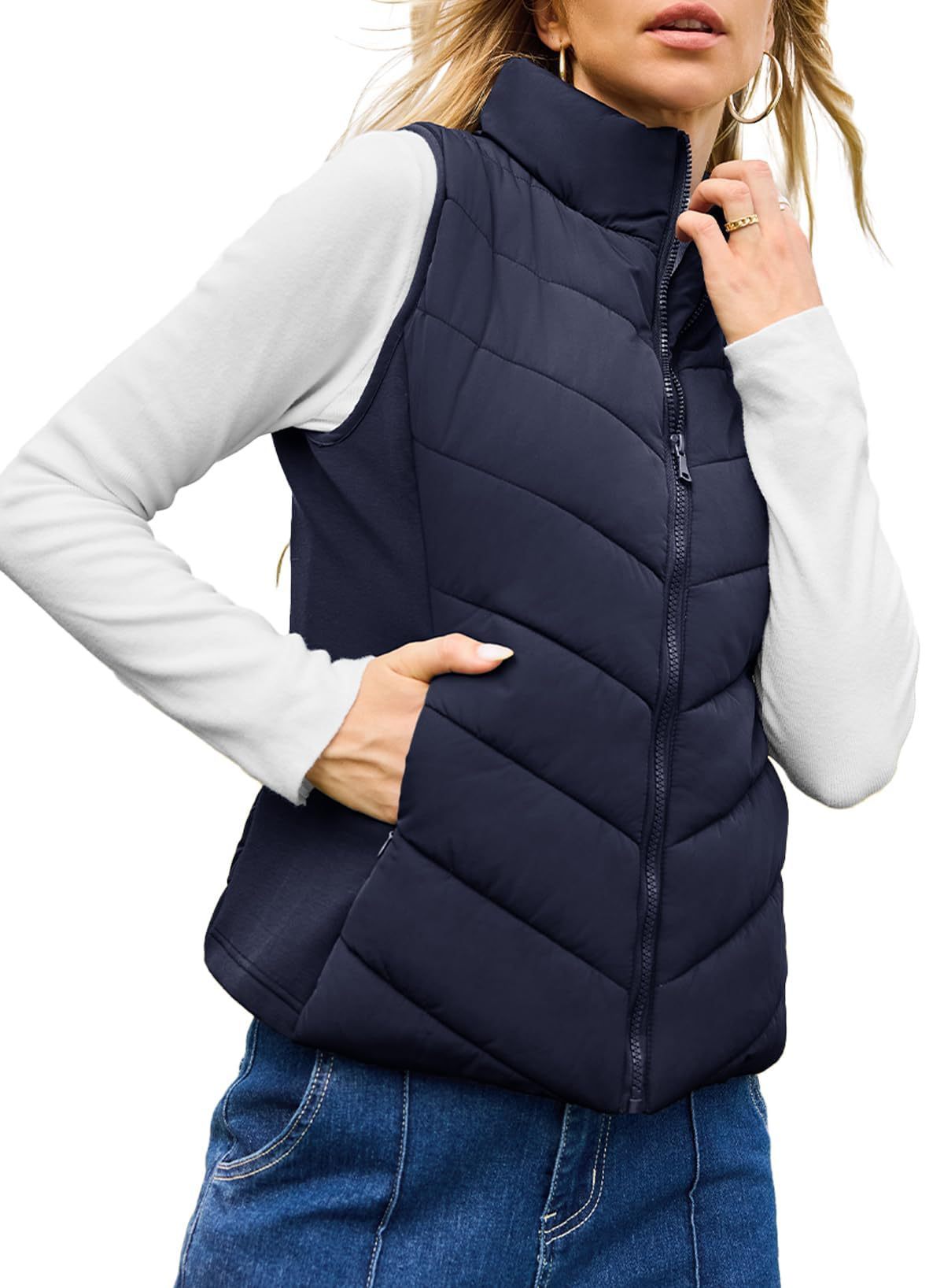 Simple Stand Collar Women's Thick Thermal Quilted Vest