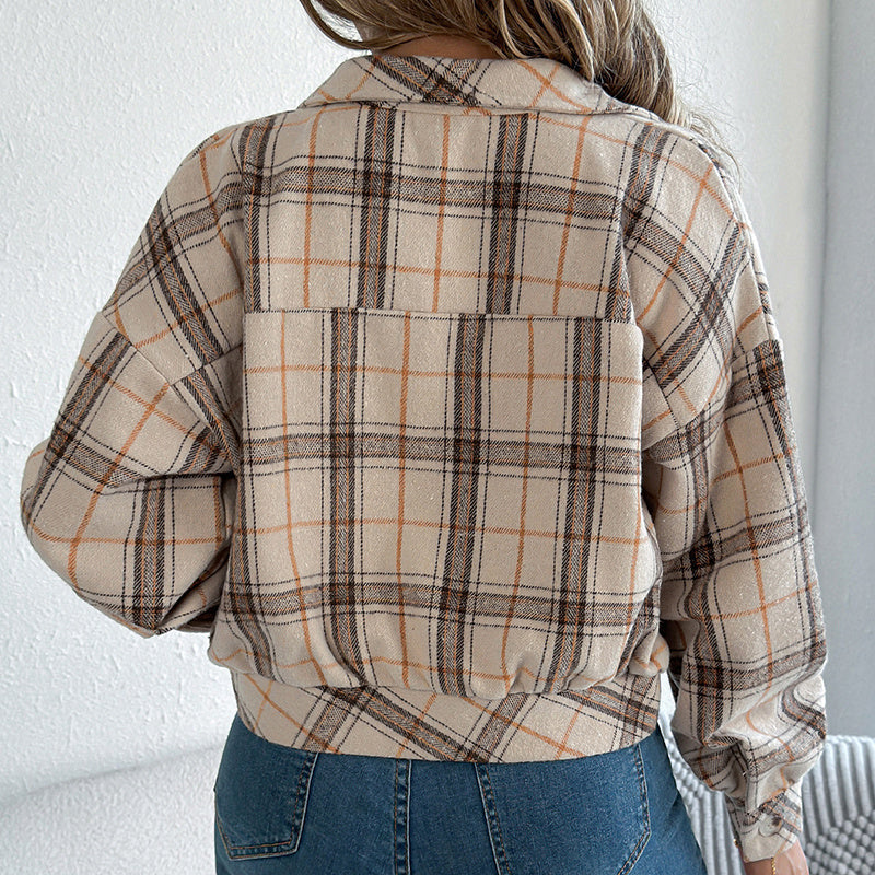 Womens Button Down Shirts Jacket Long Sleeve Plaid Shackets Business Casual Blouse Top