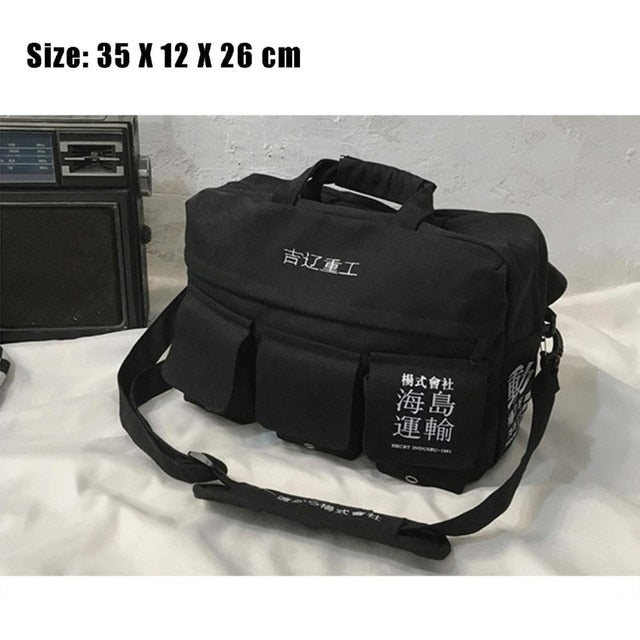 DARK Hip Hop Men's Backpacks Women Hasp Vintage Ribbon Korean Canvas Streetwear Harajuku Backpacks School Bags