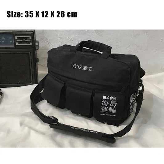 DARK Hip Hop Men's Backpacks Women Hasp Vintage Ribbon Korean Canvas Streetwear Harajuku Backpacks School Bags