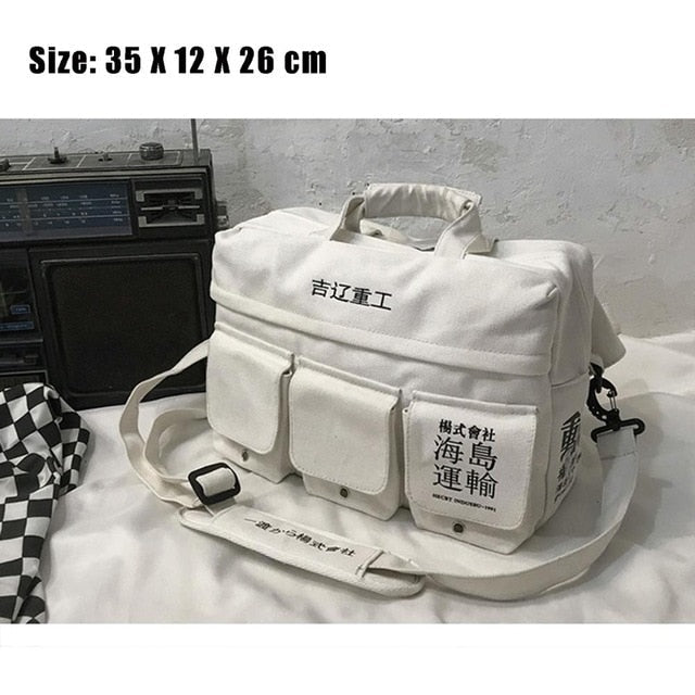 DARK Hip Hop Men's Backpacks Women Hasp Vintage Ribbon Korean Canvas Streetwear Harajuku Backpacks School Bags
