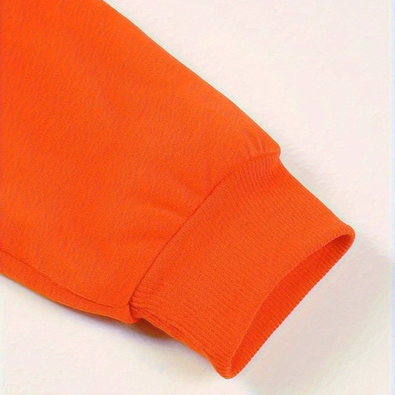 Women's Solid Color Casual Pullover Sweatshirt - Minimalist Round Neck Long Sleeve Top For Spring&Fall