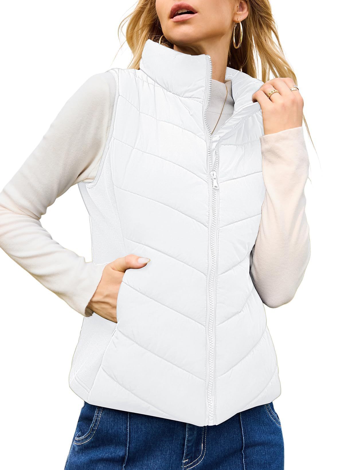 Simple Stand Collar Women's Thick Thermal Quilted Vest
