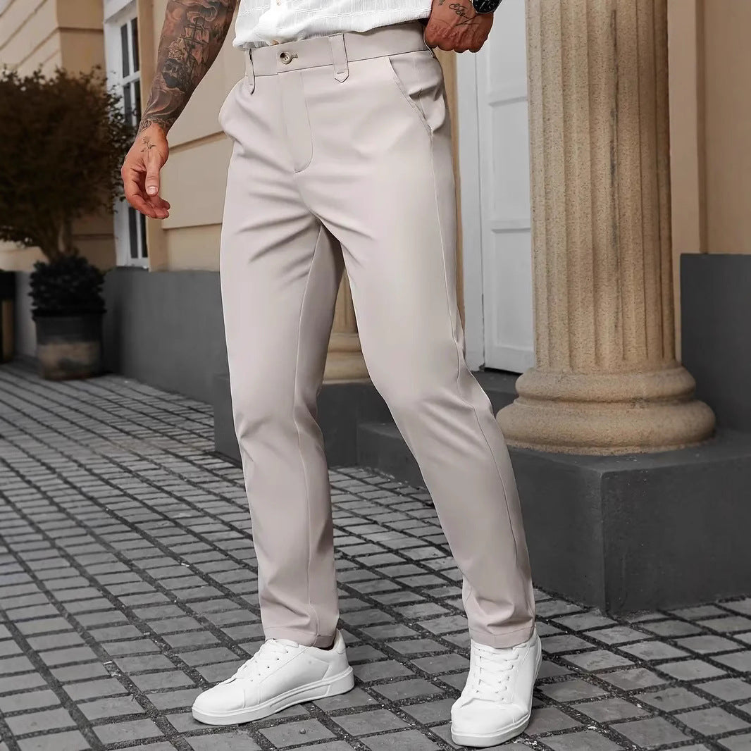Men's Solid Color Business Trousers Casual Versatile Trousers