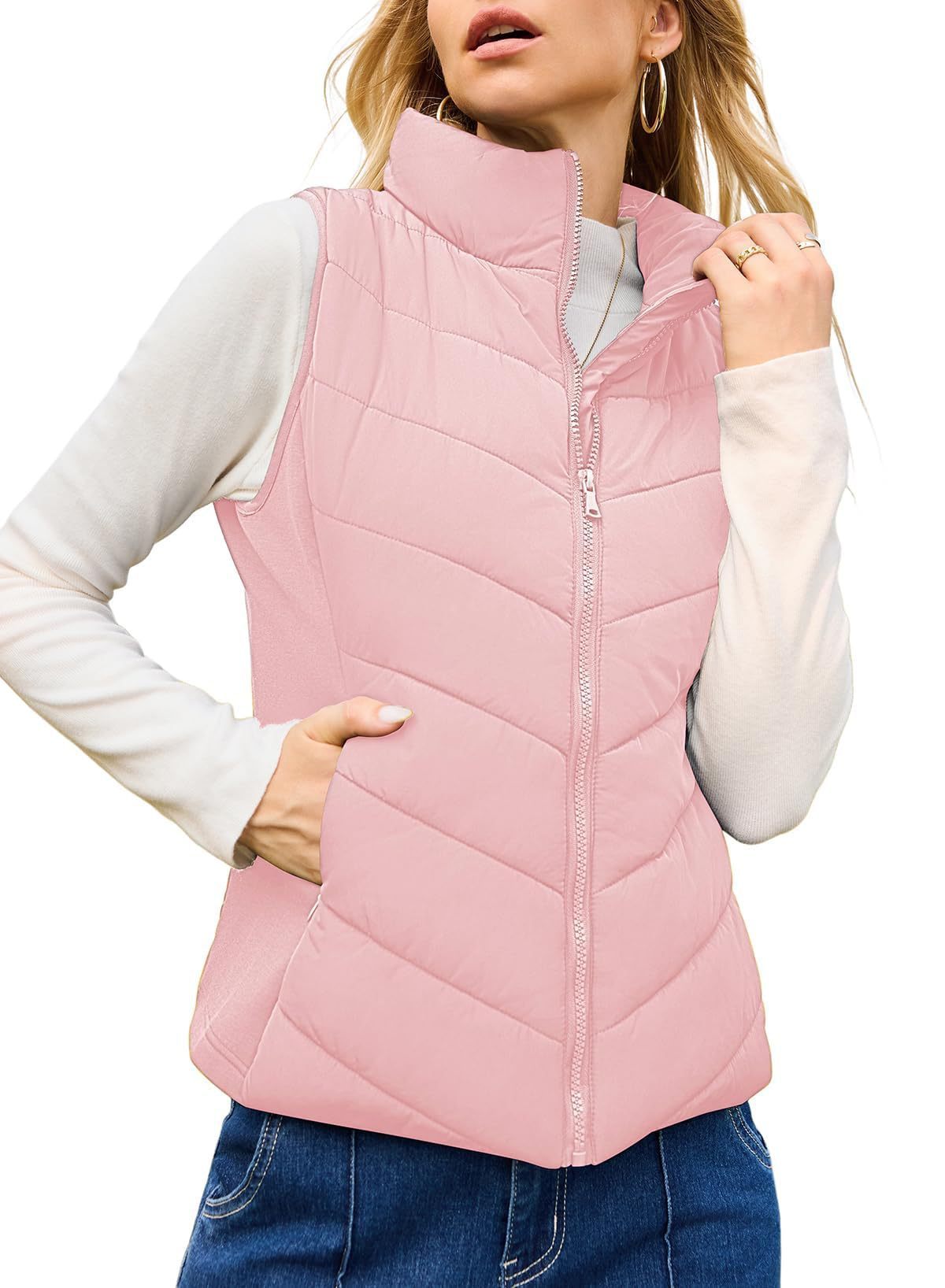 Simple Stand Collar Women's Thick Thermal Quilted Vest